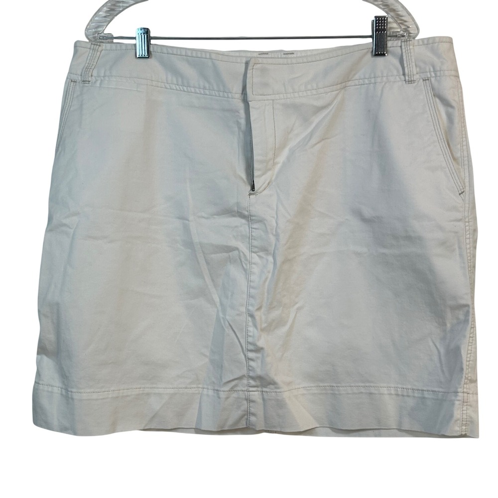 Merona Womens Size 16 Cream Stretch Cotton Twill‎ Chino Mini Skirt Off-White